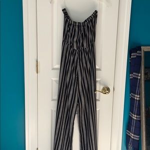Strapless, striped jumpsuit